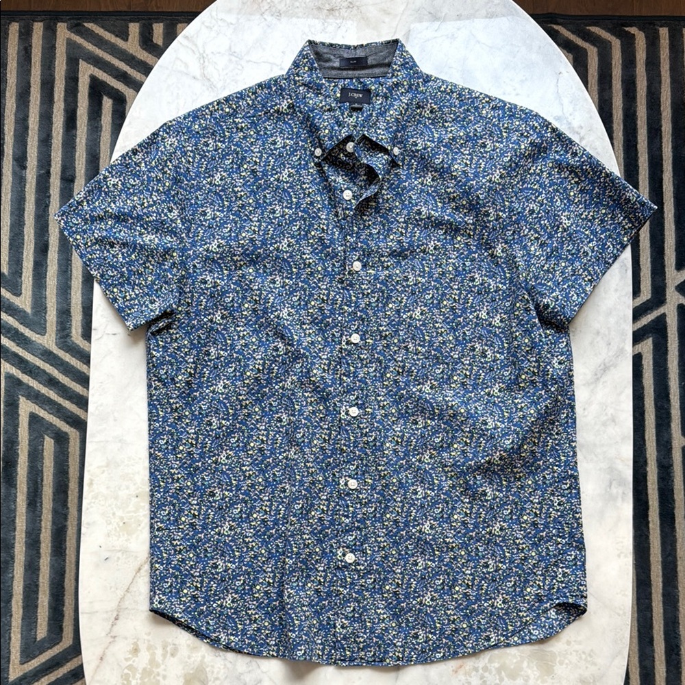 J. Crew Blue and White Casual Button Down Shirt